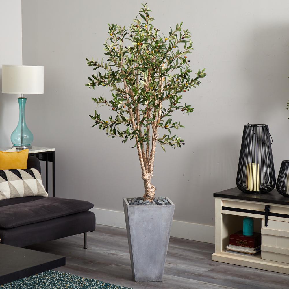 6ft. Olive Artificial Tree in Stone Planter. Picture 3
