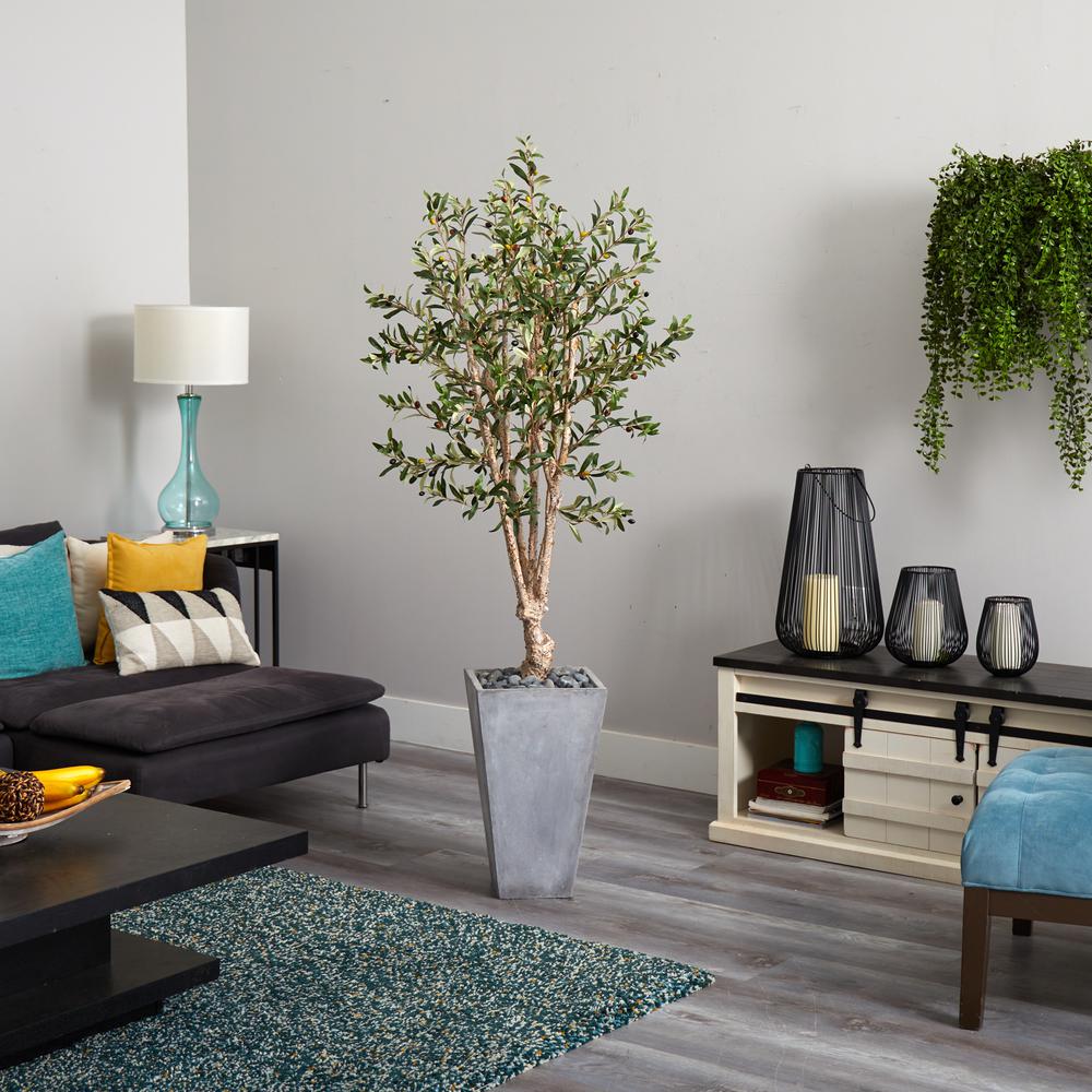 6ft. Olive Artificial Tree in Stone Planter. Picture 5