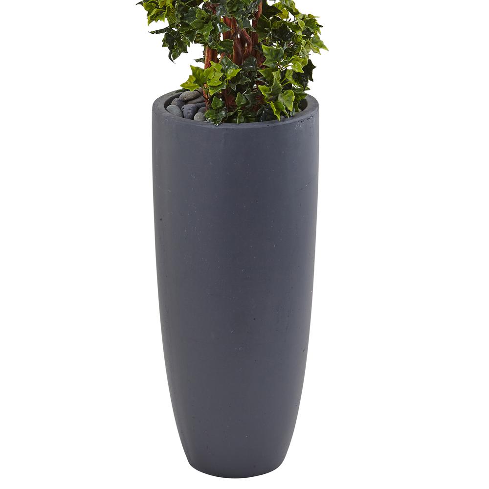 5ft. English Ivy Spiral Topiary Artificial Tree in Gray Cylinder Planter UV Resistant (Indoor/Outdoor). Picture 2