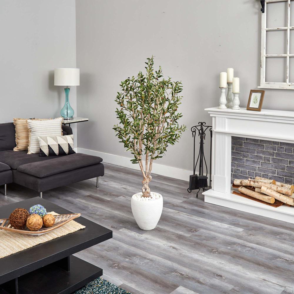 5ft. Olive Artificial Tree in White Oval Planter. Picture 3