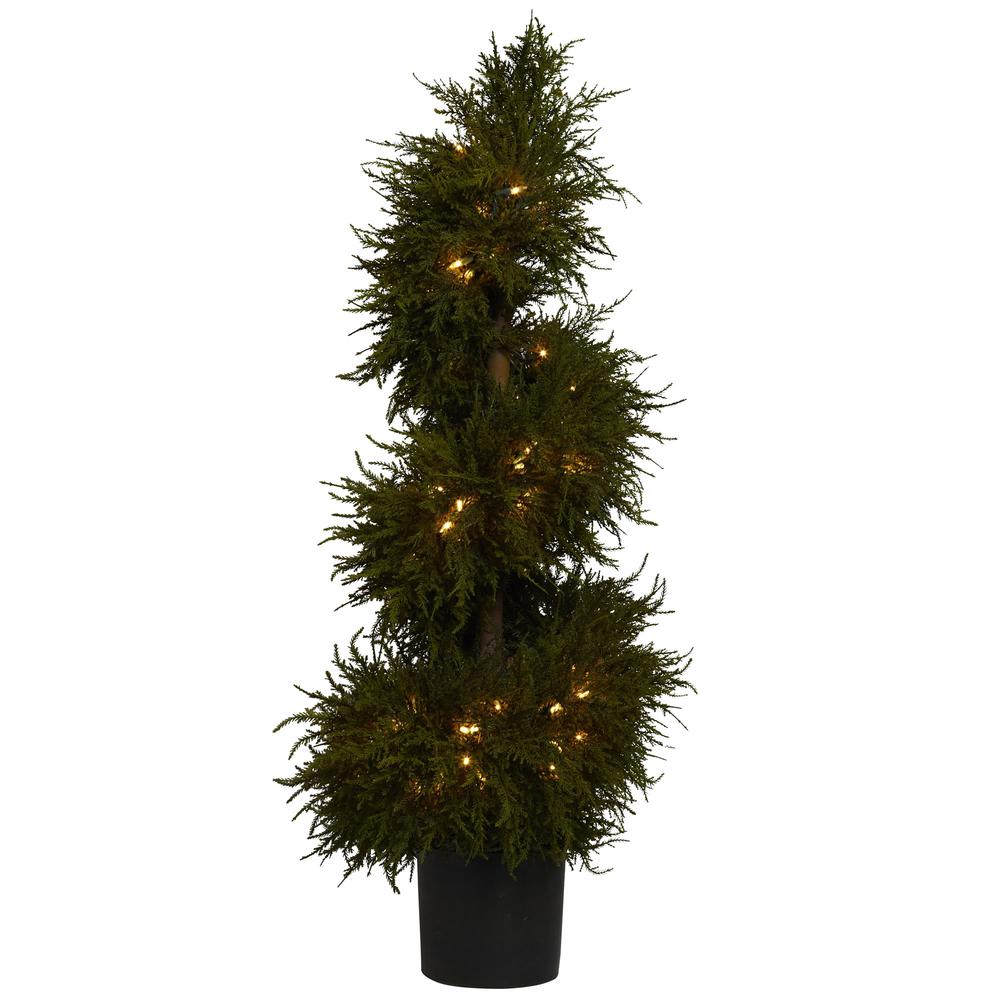 43in. Cedar Spiral Topiary with Lights. Picture 2