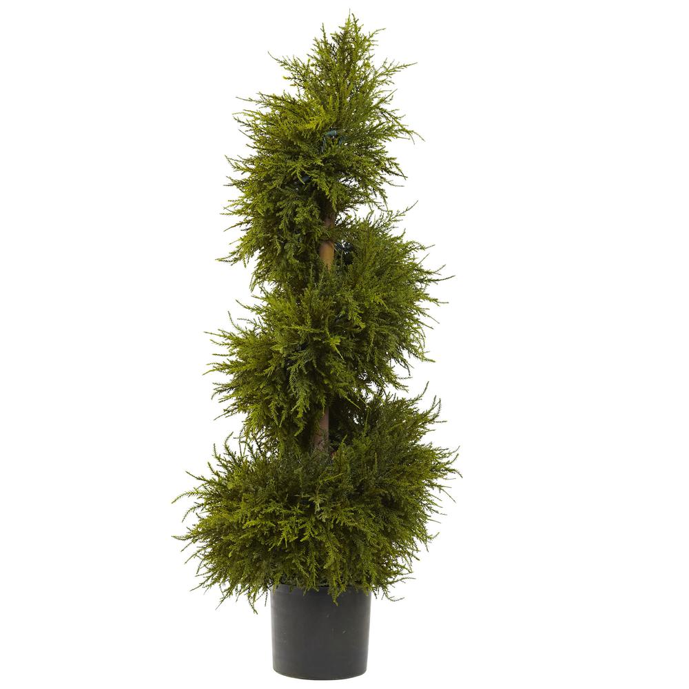 43in. Cedar Spiral Topiary with Lights. Picture 4