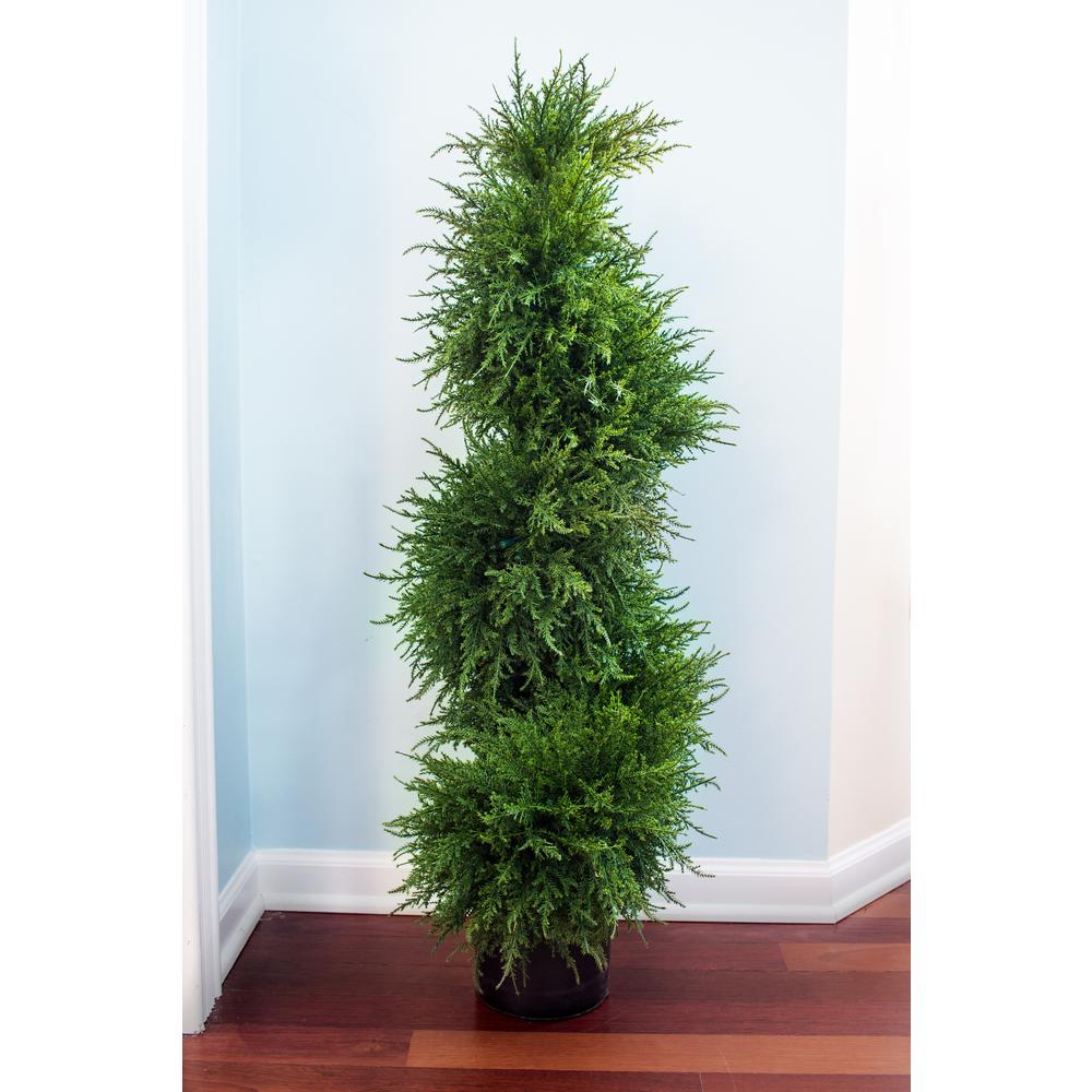 43in. Cedar Spiral Topiary with Lights. Picture 3