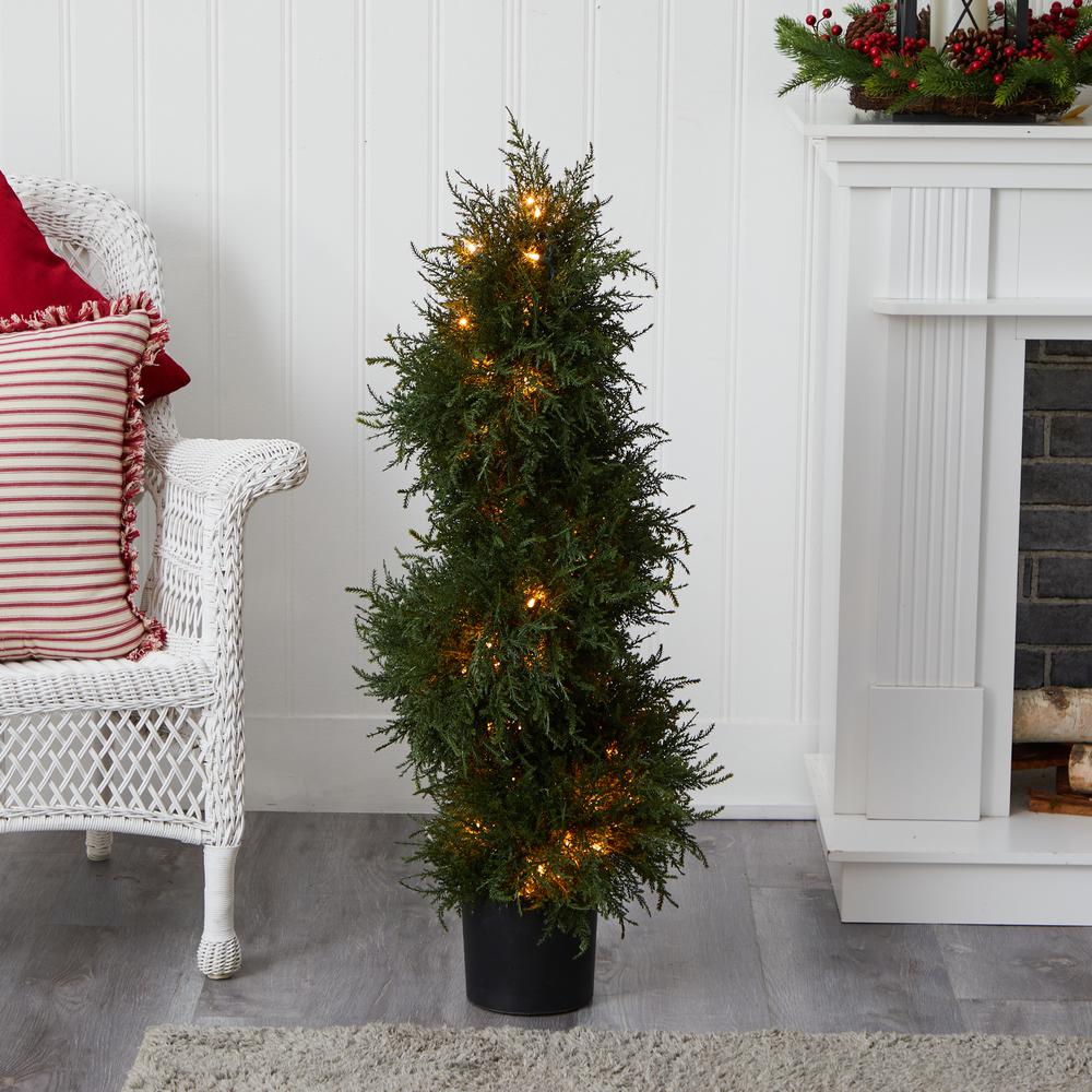 43in. Cedar Spiral Topiary with Lights. Picture 5
