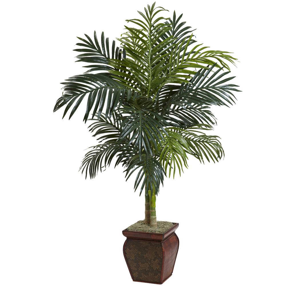 4.5ft. Golden Cane Palm with Decorative Container. Picture 1