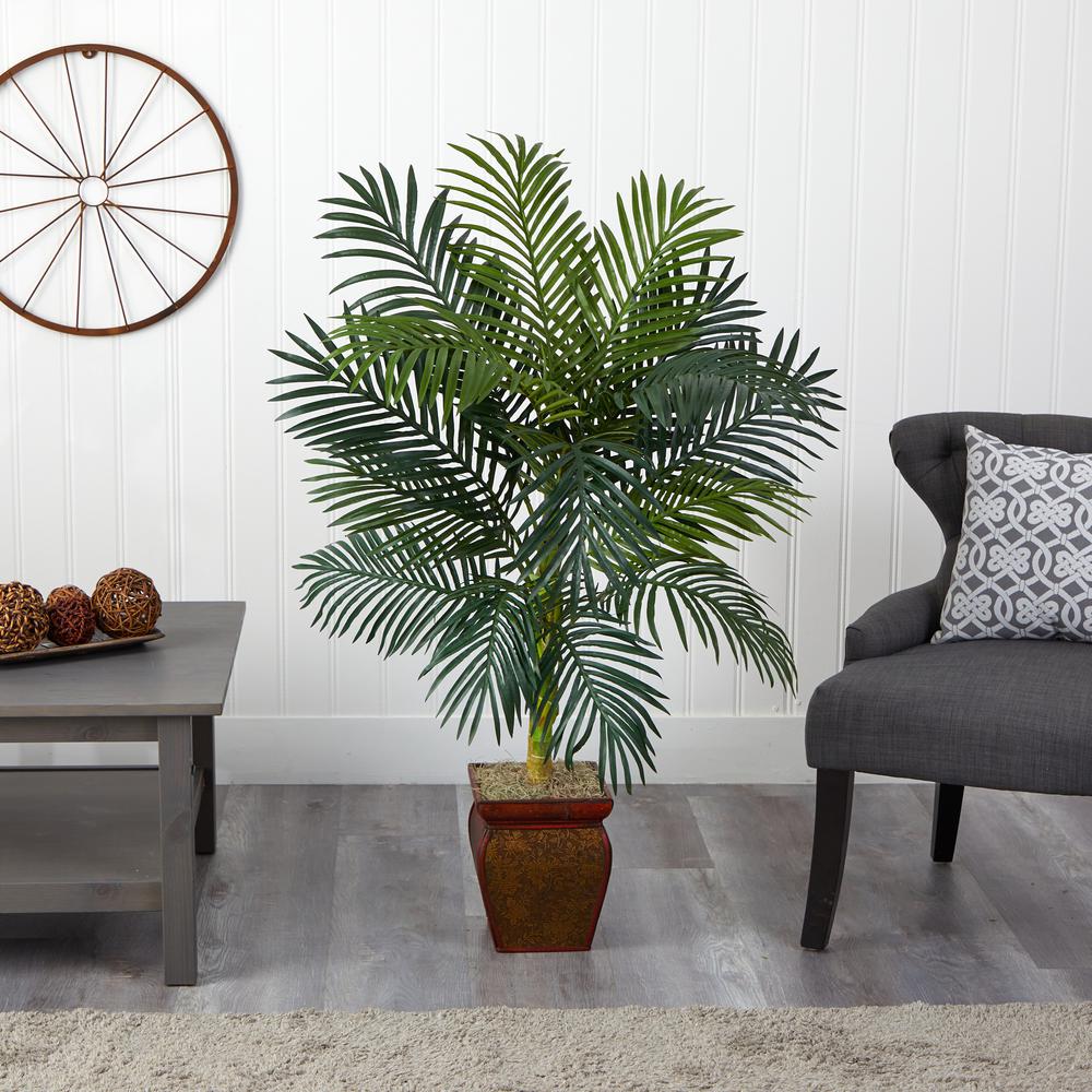 4.5ft. Golden Cane Palm with Decorative Container. Picture 2