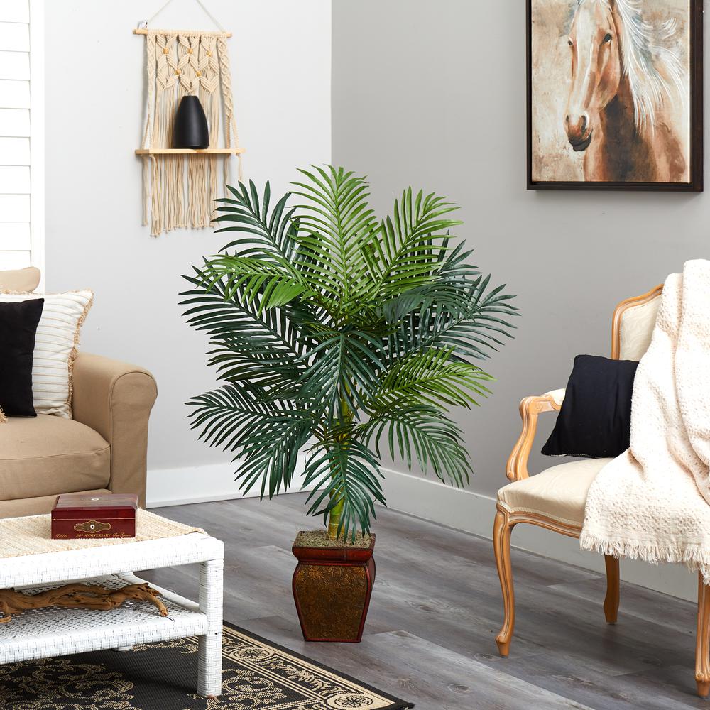 4.5ft. Golden Cane Palm with Decorative Container. Picture 5