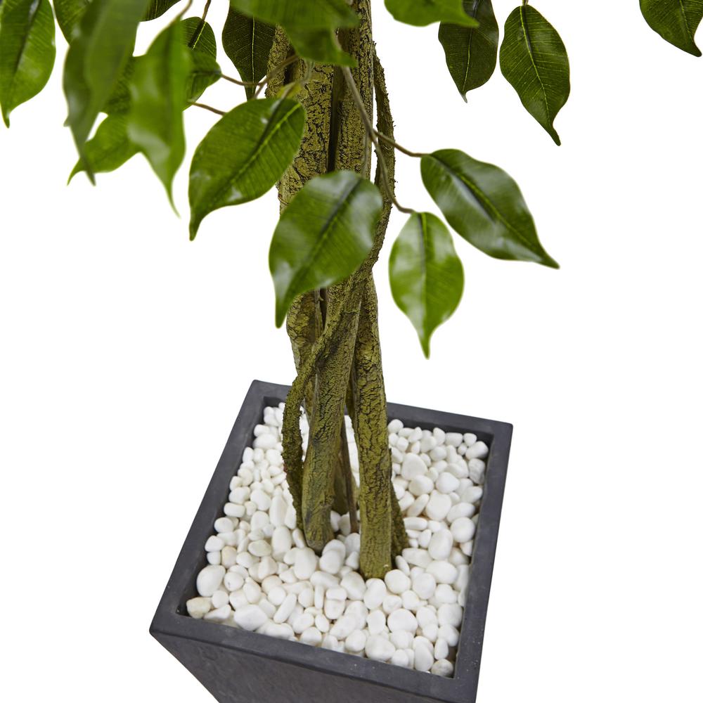 6.5ft. Ficus Artificial Tree with Slate Planter, UV Resistant (Indoor/Outdoor). Picture 6