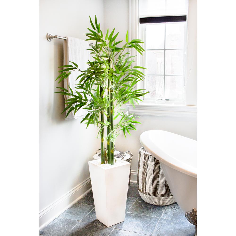Bamboo Tree with White Planter, UV Resistant (Indoor/Outdoor)