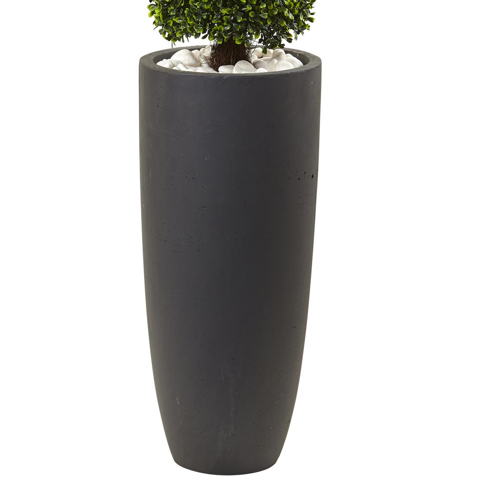 50in. Boxwood Topiary with Gray Cylindrical Planter UV Resistant (Indoor/Outdoor). Picture 3