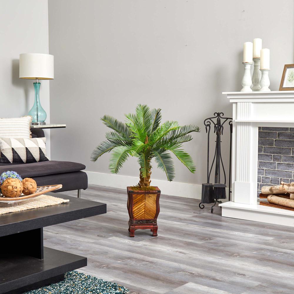 3ft. Cycas Artificial Tree in Wood Planter. Picture 2