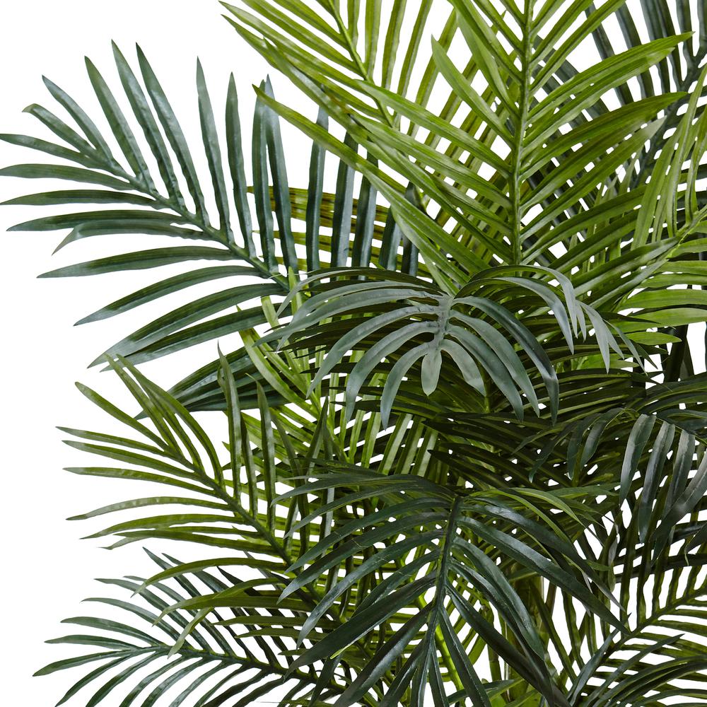 4.5ft. Golden Cane Palm Artificial Tree in White Oval Planter. Picture 4