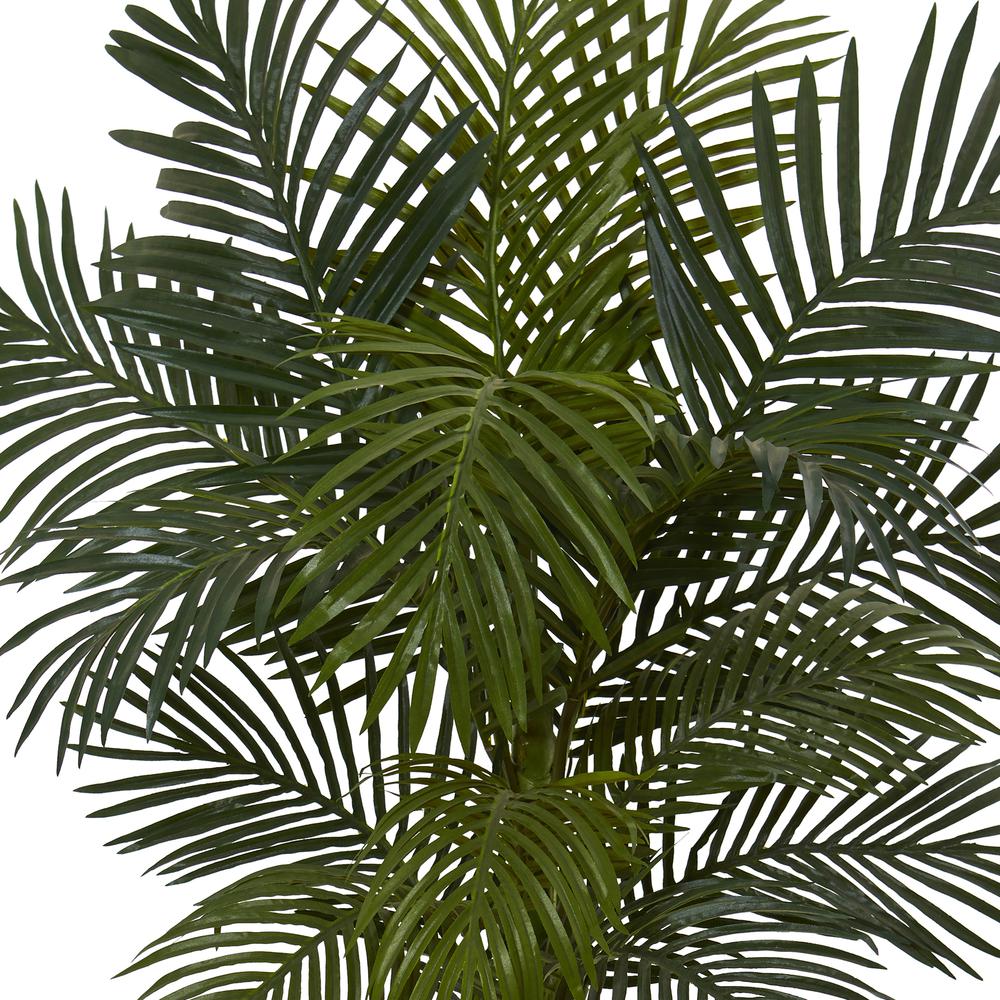 5ft. Golden Cane Palm Artificial Tree in White Tower Planter. Picture 3