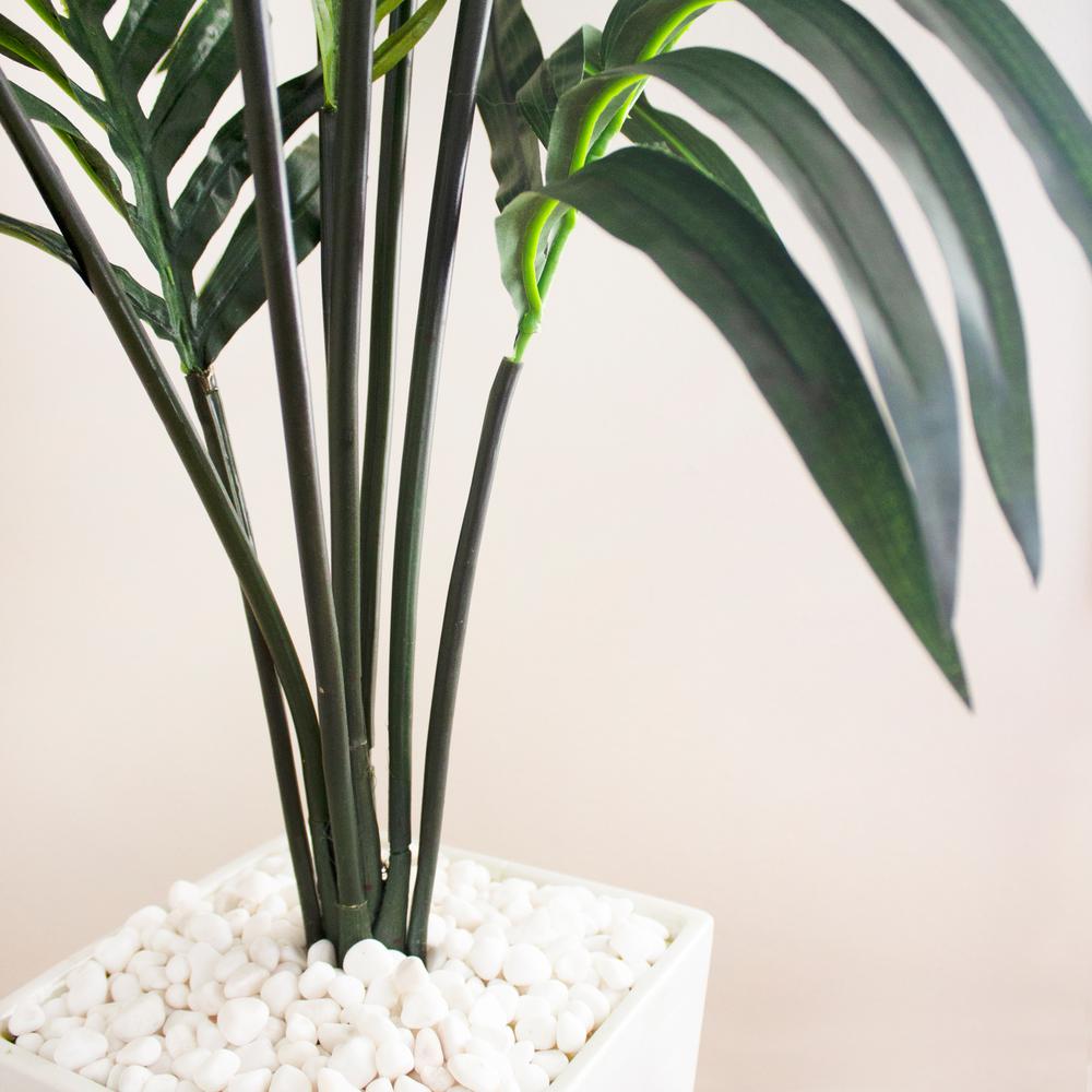 4.5ft. Kentia Palm Artificial Tree in White Tower Planter. Picture 2
