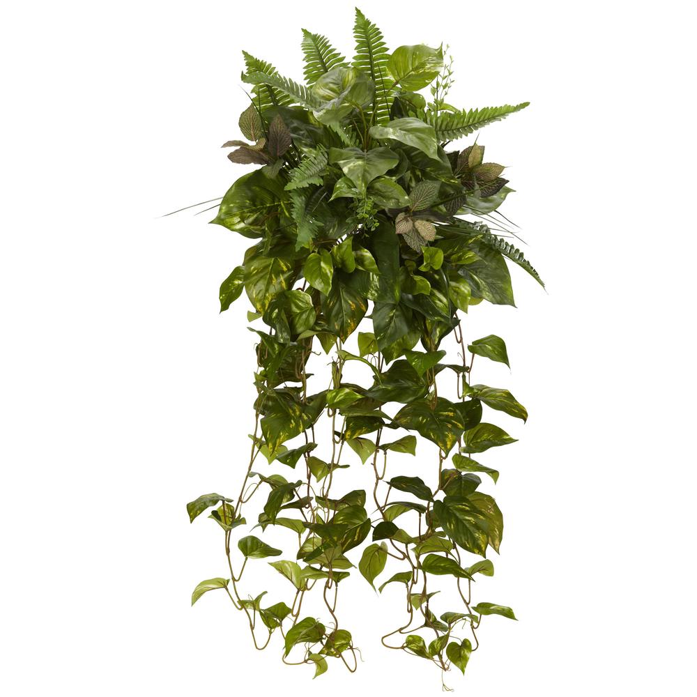 36in. Mixed Greens Hanging Artificial Plant (Set of 2). Picture 1