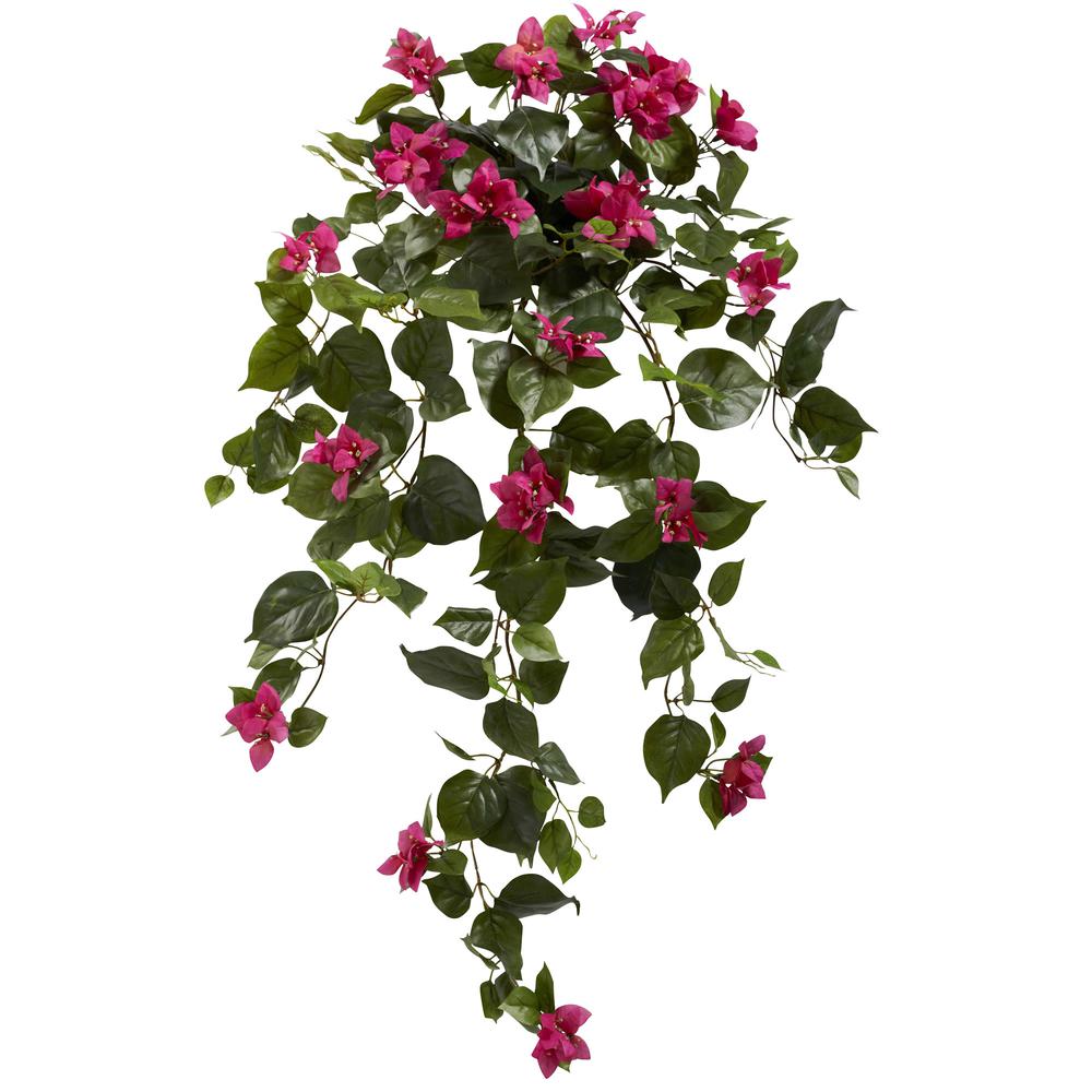 37in. Bougainvillea Hanging Artificial Plant (Set of 2), Beauty. Picture 1