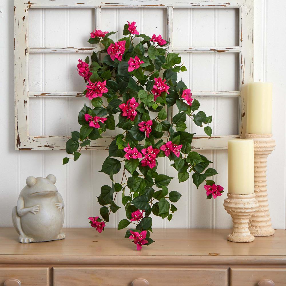 37in. Bougainvillea Hanging Artificial Plant (Set of 2), Beauty. Picture 4