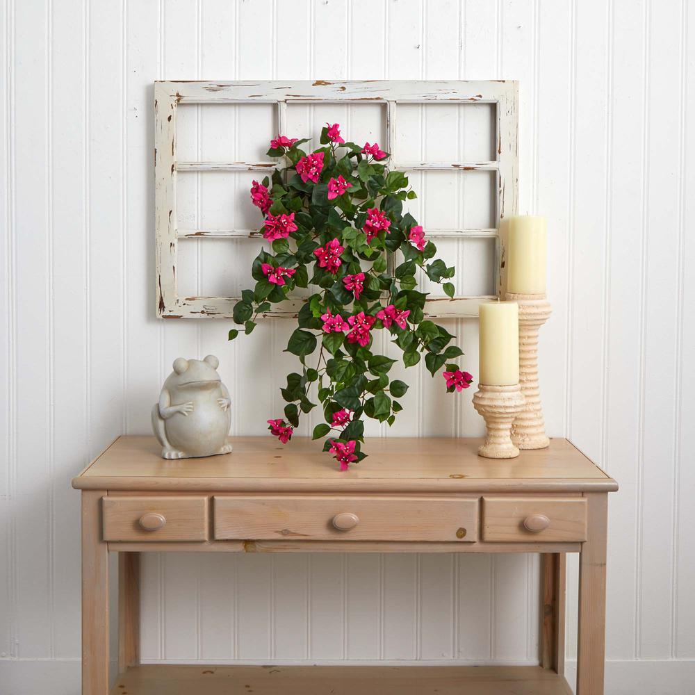 37in. Bougainvillea Hanging Artificial Plant (Set of 2), Beauty. Picture 2