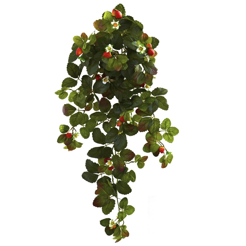 31in. Strawberry Hanging Bush with Berry (Set of 2). Picture 1