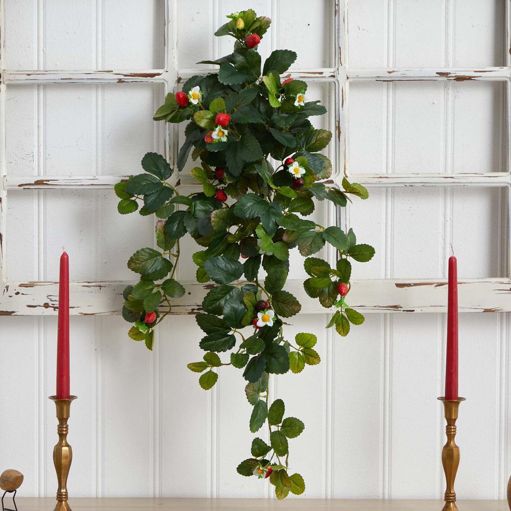 31in. Strawberry Hanging Bush with Berry (Set of 2). Picture 3