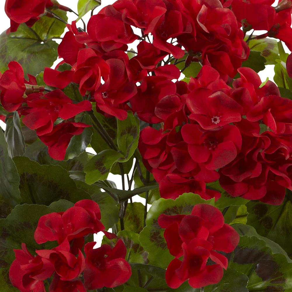 Geranium Artificial Bush, UV Resistant, Set of 3 (Indoor/Outdoor), Red. Picture 4