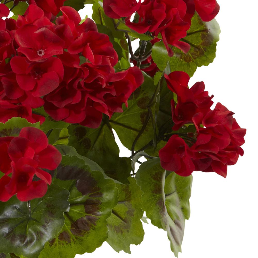 Geranium Artificial Bush, UV Resistant, Set of 3 (Indoor/Outdoor), Red. Picture 3