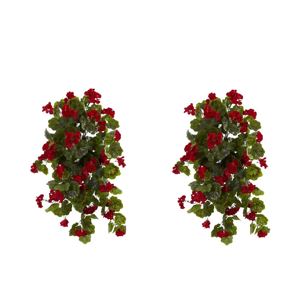 29in. UV Resistant Geranium Artificial Hanging Plant (Indoor/Outdoor) - Set of 2. Picture 2