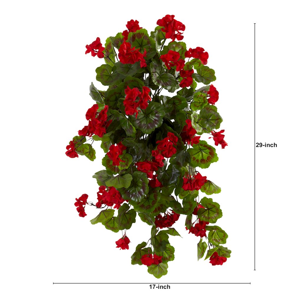 29in. UV Resistant Geranium Artificial Hanging Plant (Indoor/Outdoor) - Set of 2. Picture 3