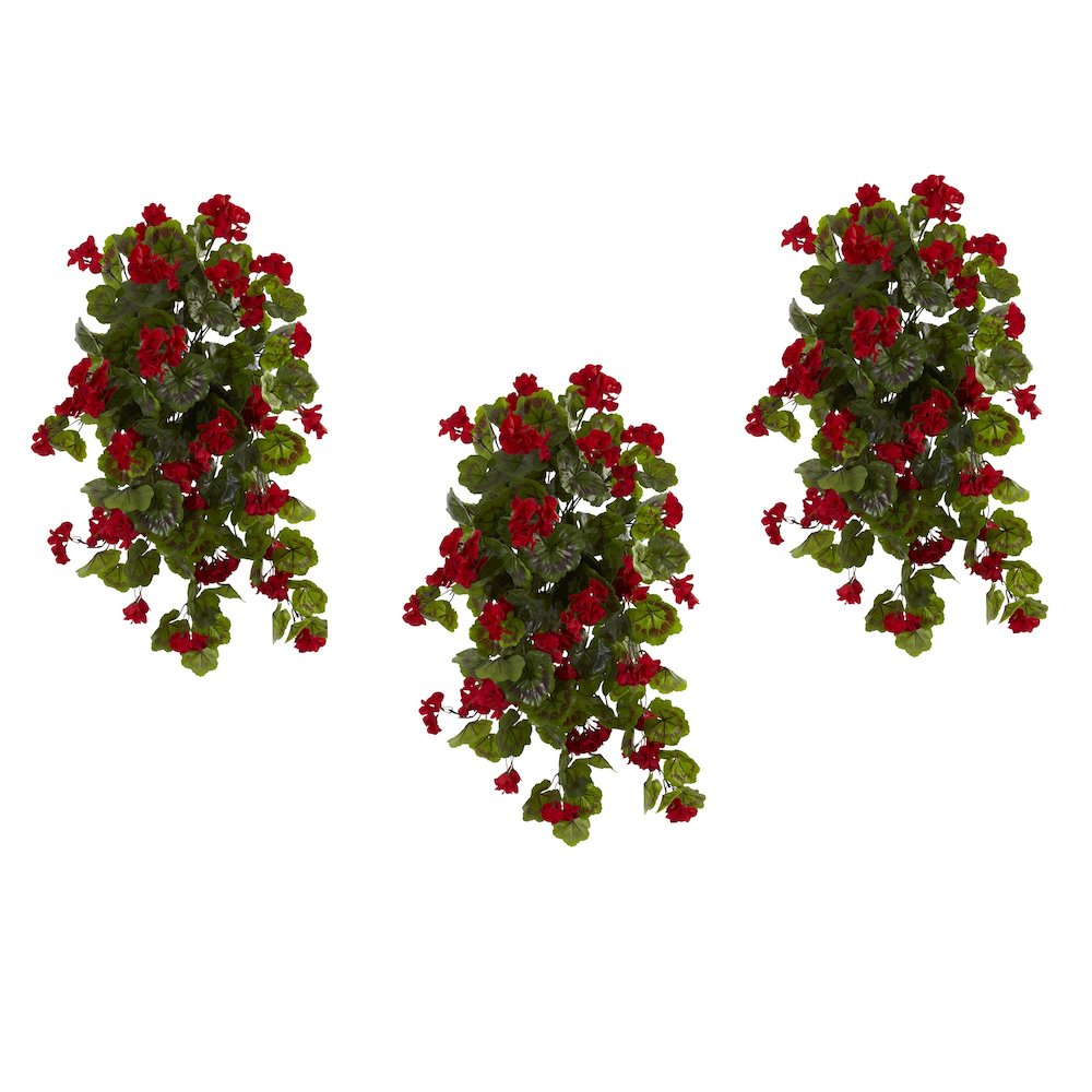 29in. UV Resistant Geranium Artificial Hanging Plant (Indoor/Outdoor) - Set of 2. Picture 4