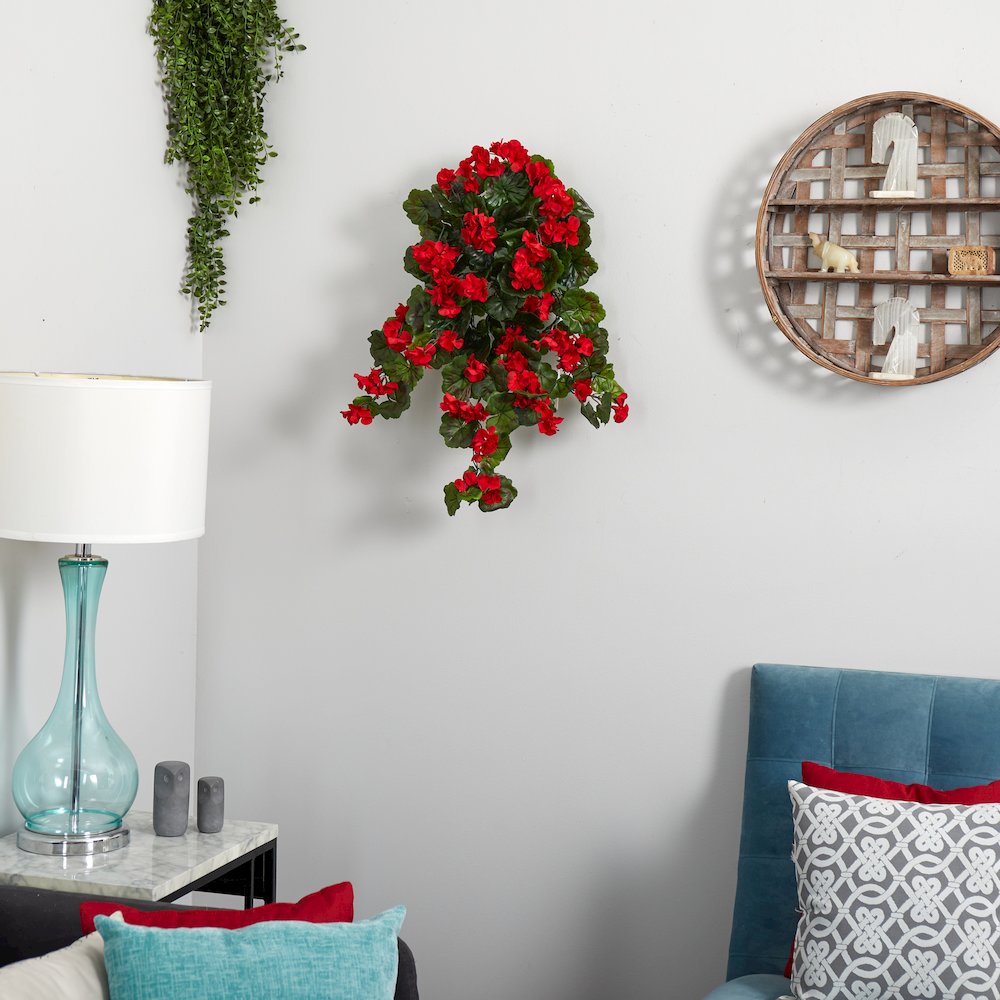 29in. UV Resistant Geranium Artificial Hanging Plant (Indoor/Outdoor) - Set of 2. Picture 6
