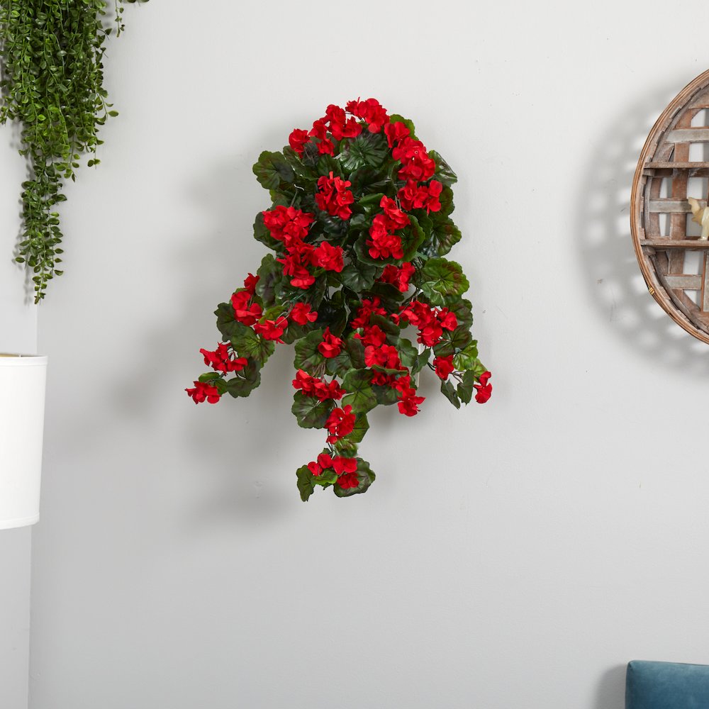 29in. UV Resistant Geranium Artificial Hanging Plant (Indoor/Outdoor) - Set of 2. Picture 5
