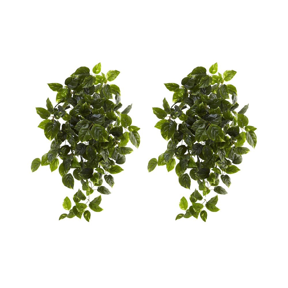 36in. UV Resistant Artificial Pothos Hanging Plant (Indoor/Outdoor) - Set of 2. Picture 1