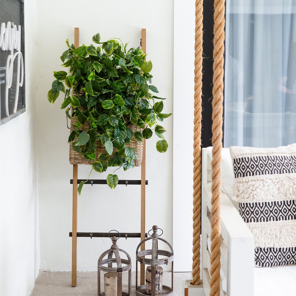 36in. UV Resistant Artificial Pothos Hanging Plant (Indoor/Outdoor) - Set of 2. Picture 6