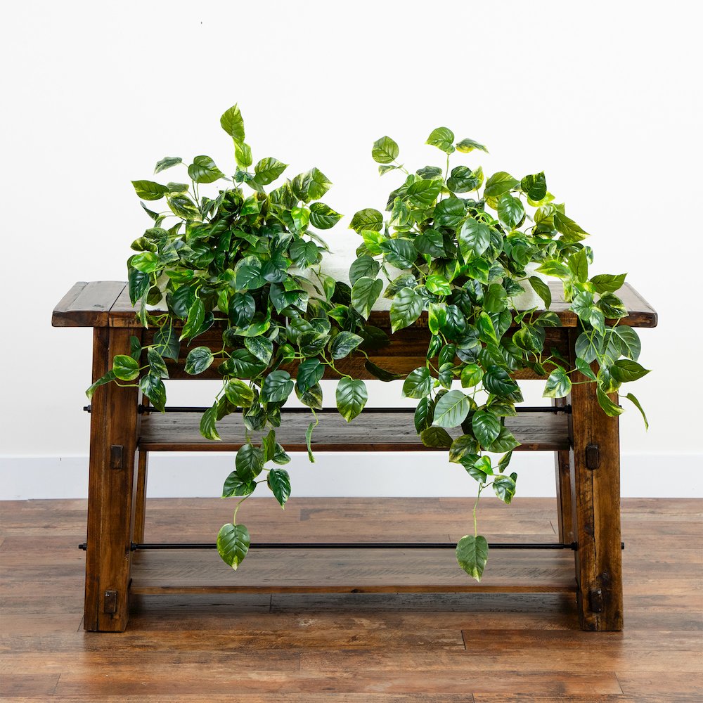 36in. UV Resistant Artificial Pothos Hanging Plant (Indoor/Outdoor) - Set of 2. Picture 5