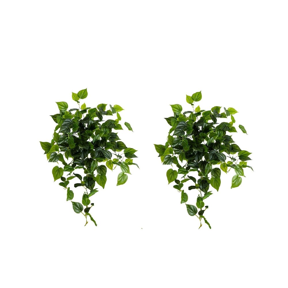 32in. UV Resistant Artificial Philodendron Hanging Plant - Set of 2. Picture 2