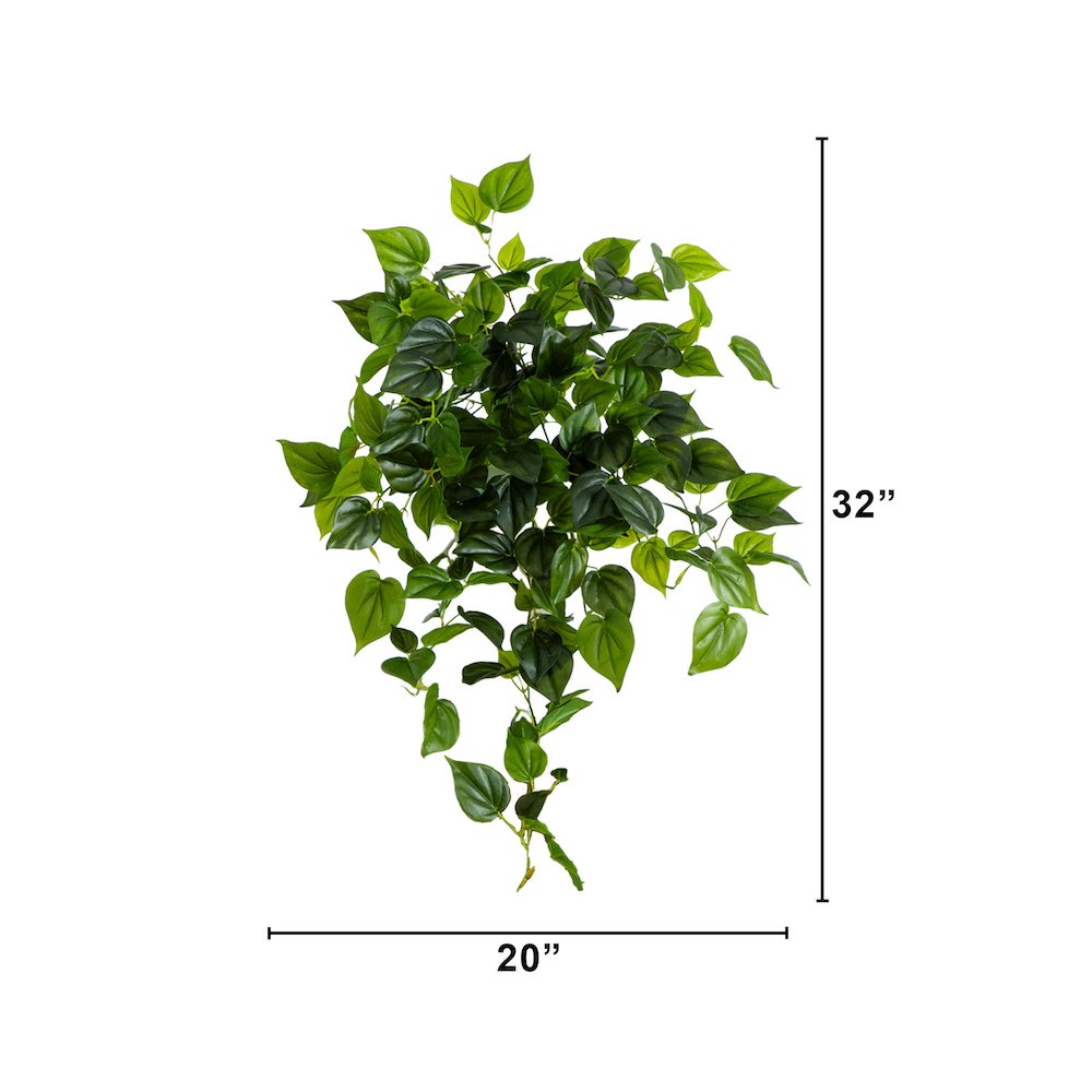 32in. UV Resistant Artificial Philodendron Hanging Plant - Set of 2. Picture 3