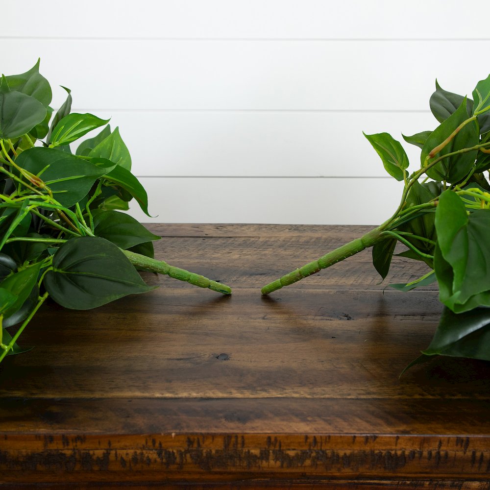 32in. UV Resistant Artificial Philodendron Hanging Plant - Set of 2. Picture 7