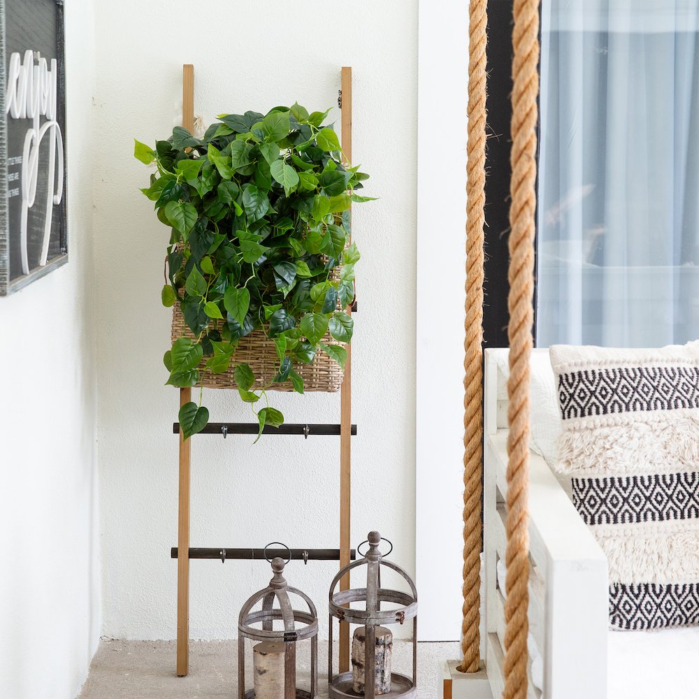 32in. UV Resistant Artificial Philodendron Hanging Plant - Set of 2. Picture 10