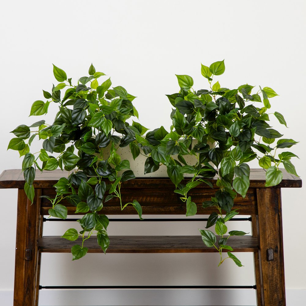 32in. UV Resistant Artificial Philodendron Hanging Plant - Set of 2. Picture 8