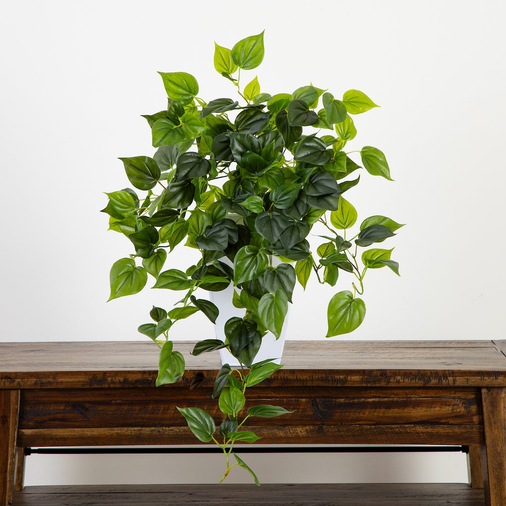 32in. UV Resistant Artificial Philodendron Hanging Plant - Set of 2. Picture 9