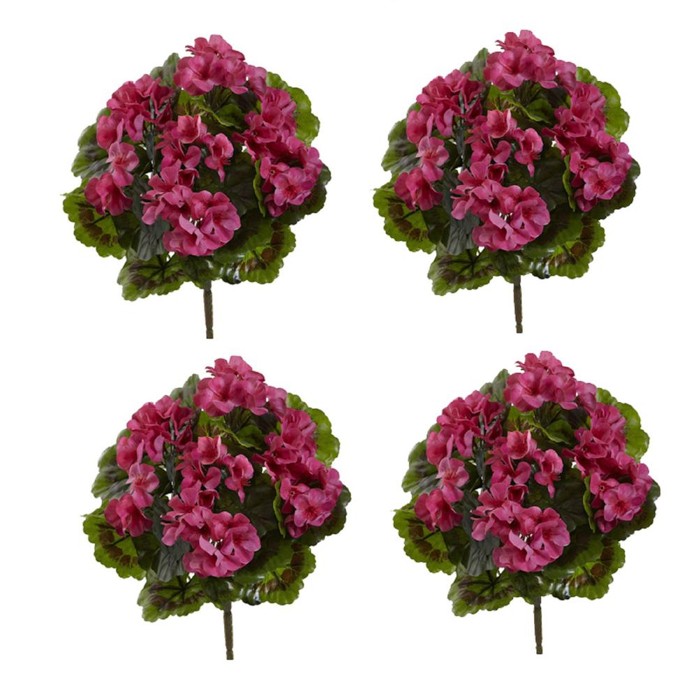 Geranium Artificial Bush UV Resistant, Set of 4 (Indoor/Outdoor). Picture 3