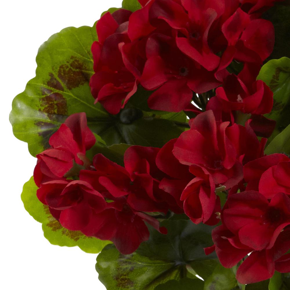 Geranium Artificial Bush UV Resistant, Set of 4 (Indoor/Outdoor), Red. Picture 5