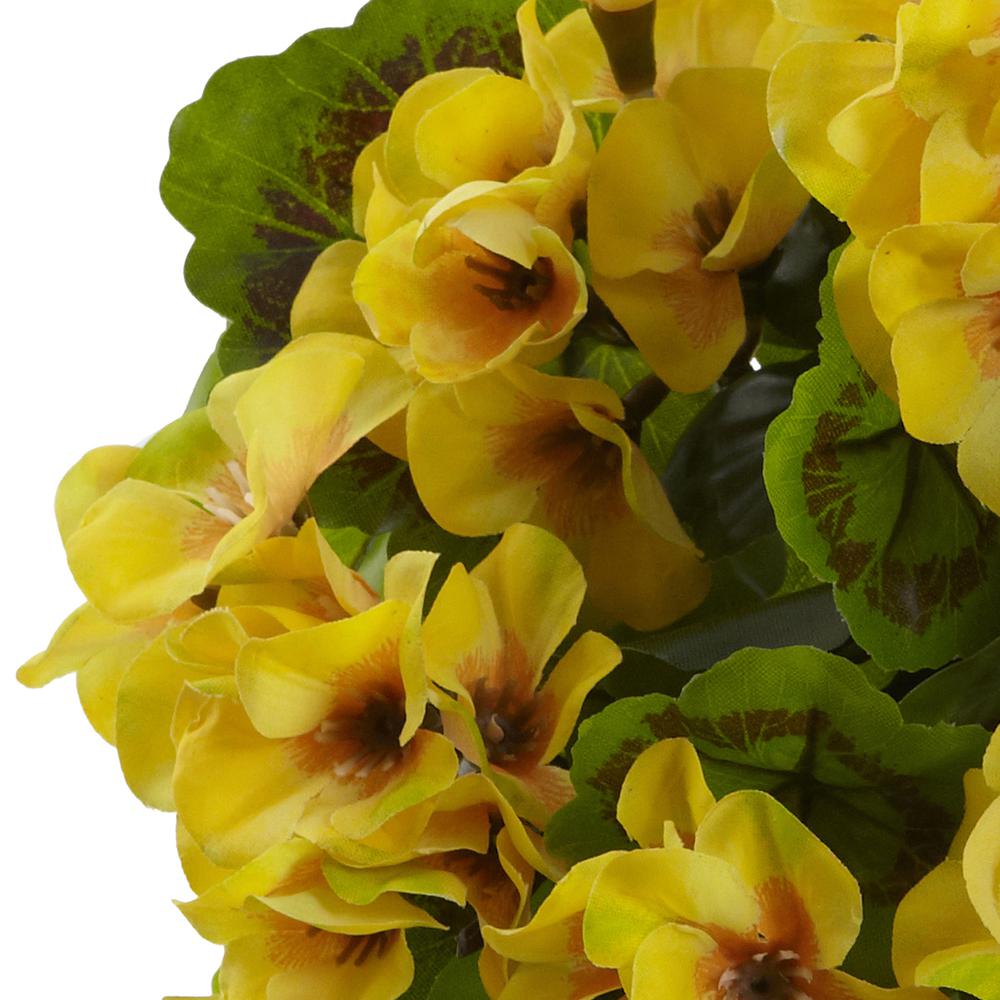 Geranium Artificial Bush UV Resistant, Set of 4 (Indoor/Outdoor), Yellow. Picture 3