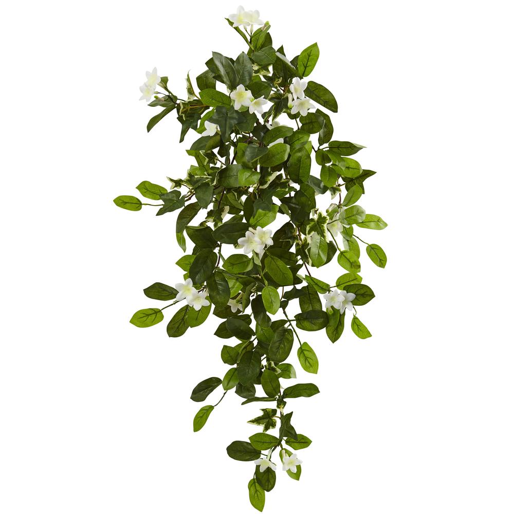 19in. Mixed Stephanotis & Ivy Hanging Artificial Plant (Set of 4). Picture 1