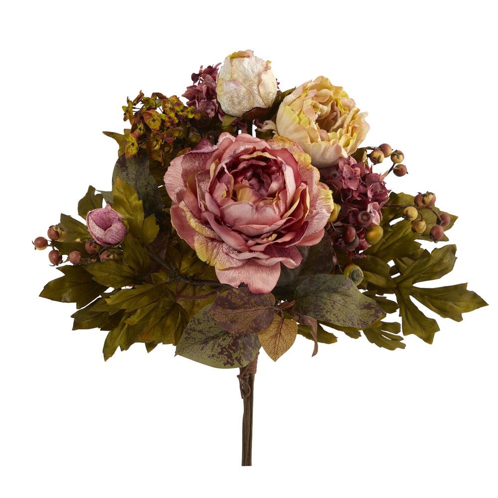 17in. Peony Artificial Flower Bouquet (Set of 2). Picture 1