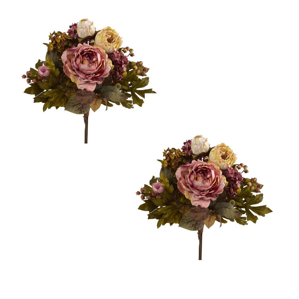 17in. Peony Artificial Flower Bouquet (Set of 2). Picture 2