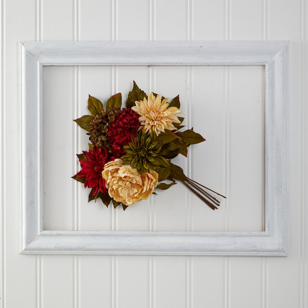 16in. Peony, Hydrangea and Dahlia Artificial Flower Bouquet (Set of 2). Picture 3