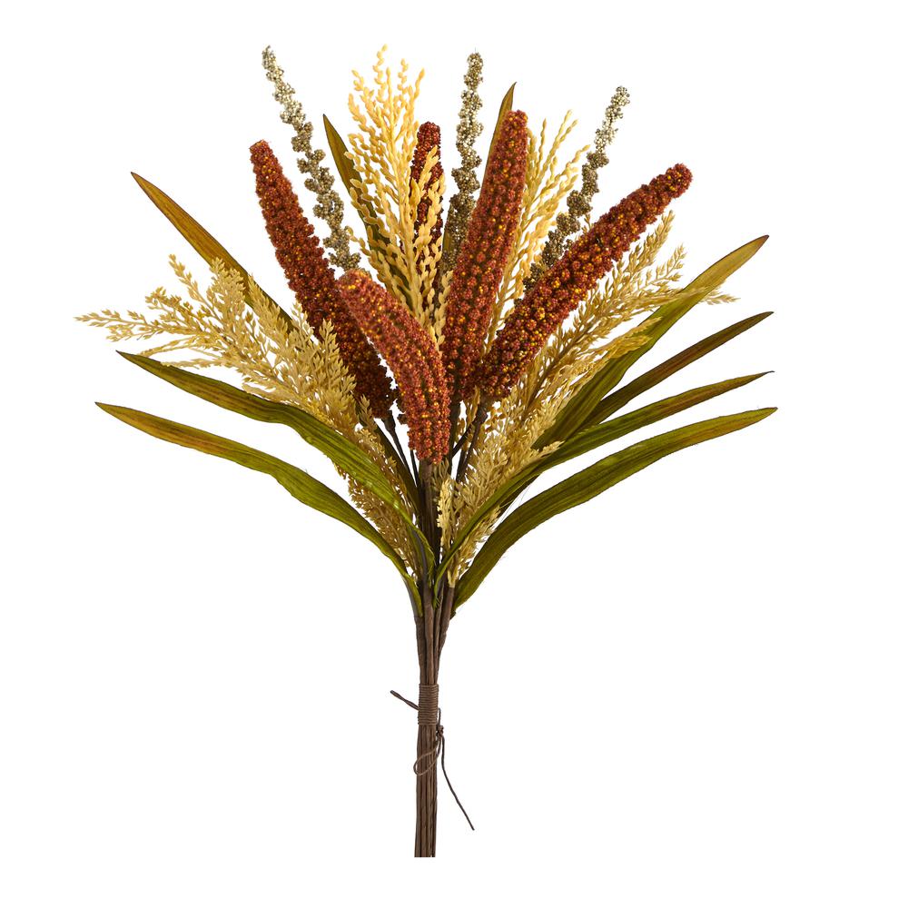 23in. Sorghum Harvest Artificial Bush Flower (Set of 3). Picture 1