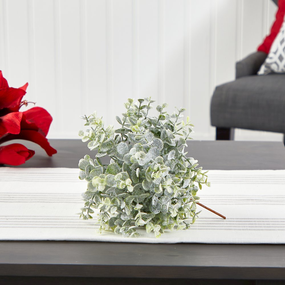 8in. Frosted Eucalyptus Decorative Artificial Ball (Set of 3). Picture 3