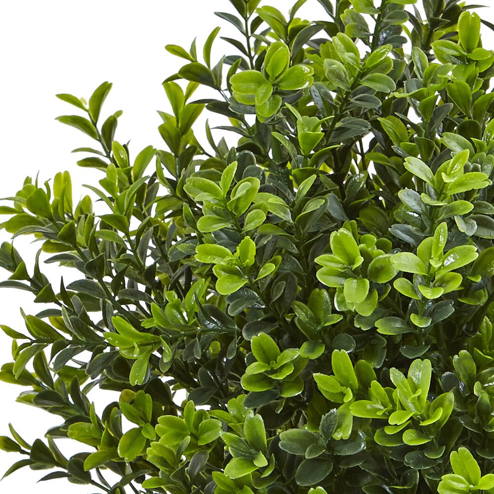 Boxwood Evergreen Artificial Plant in White Vase (Indoor/Outdoor). Picture 4